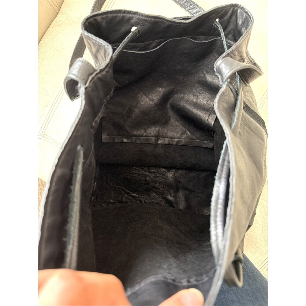 Leather Bucket Bag Handcrafted in USA Black The Podolls Drawstring Hobo Western - Picture 11 of 16